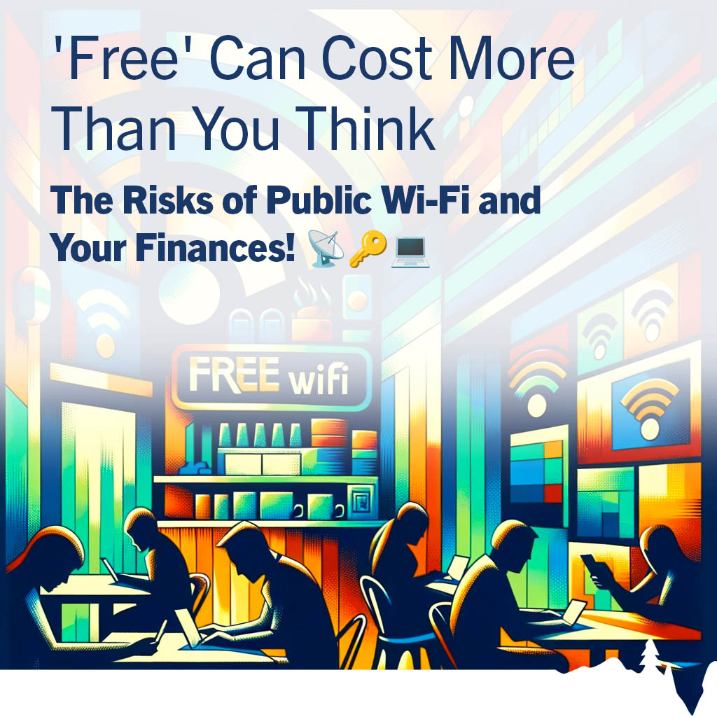 Illustration depicting the risks associated with using free public Wi-Fi services.